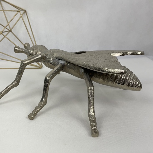 Large Decorative Silver Metal Winged Insect - Picture 4 of 7